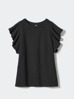 UNIQLO✨ユニクロ（M）ラッフルスリーブT ブラック フリル袖