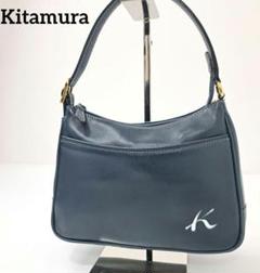 美品★Kitamura キタムラ ハンドバッグ ワンハンドル コンパクト 紺