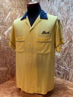 HILTON ヒルトン 50s 半袖 ボウリングシャツ 黄/黒 size M HILTON ヒルトン 50s 半袖 ボウリングシャツ 黄/黒 size M