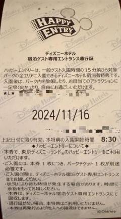 11/14 ランド ハッピーエントリー 1枚 2025】ディズニーハッピーエントリー解説！15分早く入園できる