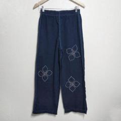 銀座亜紀枝 自然堂 パンツ 刺子 刺繍 手縫 本藍染 綿100％