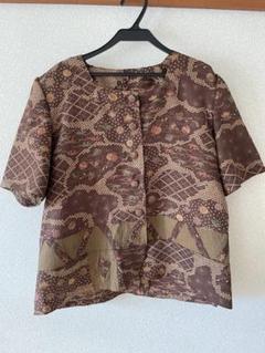 半袖ブラウスシャツ　ハンドメイド　ちりめん風