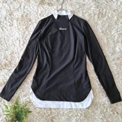 DESCENTE デサント フロントロゴ モックネックシャツ 切替 ブラック S