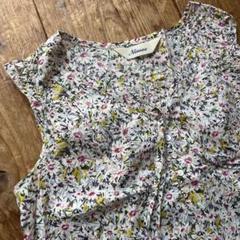 ニームエニーム チュニック 花柄 リバティ ワンピース グリーン系 夏 DMW SUMMER-SALE ドッキング ワンピース Made with Liberty Fabric