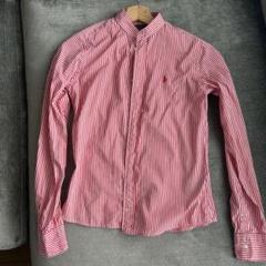 Ralph Lauren スリムフィット 長袖シャツ 赤白ストライプ