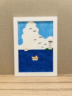 アクリル画　イラスト　「夏の海」