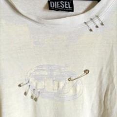 DIESEL Dロゴ オーバーサイズダメージTシャツ ホワイト