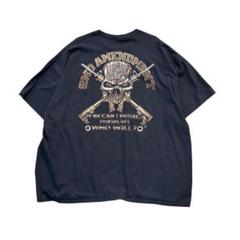 7TSM2 USA憲法第2条メッセージTシャツ　スカル　ドクロ　古着