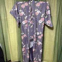 【未使用】紫色 花柄 小紋 着物　裏地つき　タグ付き