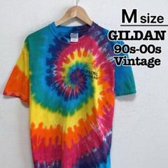 USA古着　90s-00s　GILDAN　Tシャツ　M　タイダイ柄　レインボー
