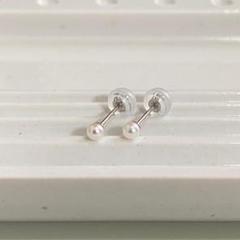 アコヤパールピアス　Pt 900　プラチナ　　ベビーパール3mm プラチナ一粒パール ピアス 2.5-3ミリ あこや真珠 pt900 ベビー