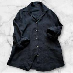美品 ドゥーズィエムクラス リネン ワイヤーウォッシュ シャツ ブラック 麻 黒 美品 ドゥーズィエムクラス リネン ワイヤーウォッシュシャツ