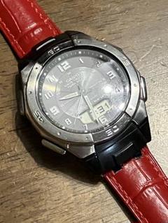 【苦労しました】CASIO 腕時計 WVA-470 電波ソーラー 新品本革ベルト