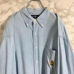 ラルフローレン　ワンポイント刺繍　ボタンダウンシャツ　ライトブルー　２ＸＬ