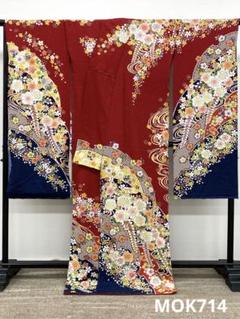 振袖 仮絵羽 辻ヶ花 金駒 金彩 銀通し舞台衣装 正絹 未仕立て品 八掛付き