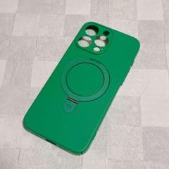 【iPhone 15 Pro Max 用】ケース 隠しスタンドグリーン