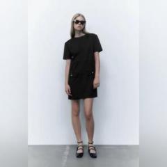 ZARA　ザラ　ミニワンピース　黒　ブラック　BLACK　Lサイズ