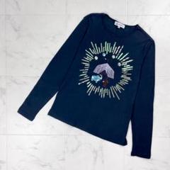 PICONE スパンコール ビーズ刺繍カットソー 黒 サイズ38*CD415