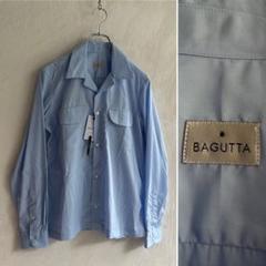 新品 BAGUTTA HOW ポプリン オープンカラーシャツ ブルー バグッタ