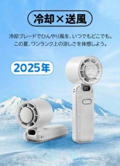 ハンディファン 2025 高速回転 冷却 USB ホワイト 5段階風量