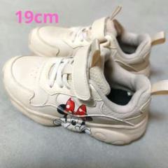 キッズ用 ディズニー ミニーちゃん スニーカー 19cm アイボリー