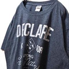 ギルダン デクレアヒズグローリー ロゴ Tシャツ グレー 灰色 XL 古着