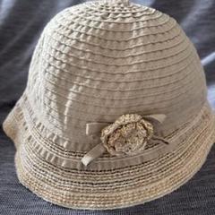 KUMIKYOKU size50 花飾り付きベージュ麦わら帽子