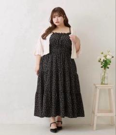 louiosy ルオシー　シアードットワンピース　ブラック　3L 新品タグ付き フラワードット ワンピース レディース ロング 柄 送料無料・再