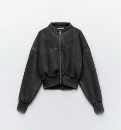 ZARA ザラ　シャイニーエフェクトジャケット　クロップドジャケット　フーディ ZARA シャイニーエフェクト クロップドジャケット - メルカリ