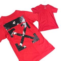【入手困難】正規品オフホワイトクロスアローロゴ赤半袖tシャツ絵画カラヴァッジョ