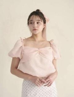 トップス muguet jacquard ribbon blouse トップス muguet jacquard ribbon blouse Silk Jacquard Ribbon