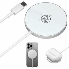 ワイヤレス充電器 MagSafe充電器 マグネット式 Qi認証 15W超低温