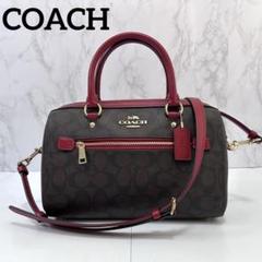 美品 COACH PVC レザー カモフラ ハンド ボストンバッグ COACH コーチ PVCレザー ミニ ボストンバッグ ブラウン - メルカリ