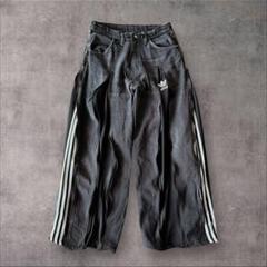 adidas リメイク　古着　ベスト　ブラック　トップス　再構築 00s adidas アディダス ジップアップベスト ブラック y2k テック