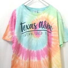 PORT&COMPANY 英字 プリント タイダイ Tシャツ S 海外古着