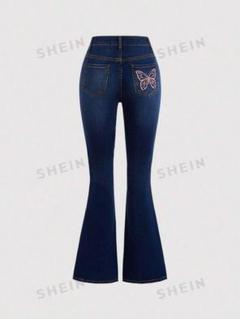 SHEIN シーイン バタフライ刺繍 ジーンズ デニムパンツ 26サイズ