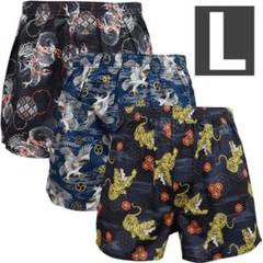【新品】メンズ★トランクス★和柄★3枚組★綿100%★前開き★L★ボタン付き