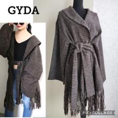 【新品】GYDA ツイード千鳥チェック ガウンコート　羽織り　フリンジ　ベルト