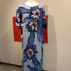 着物リメイク(総絞りロングワンピース)ゆったりサイズ 送料無料 着物 リメイク 正絹 縮緬 総絞り 切替 ロング