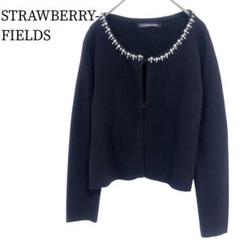 ストロベリーフィールズ カーディガン ボレロ F ブラック カシミヤ アンゴラ