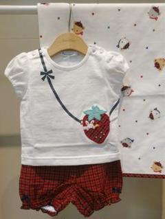 【美品】familiarファミリア　いちごポシェット付Tシャツ　ファミちゃん90