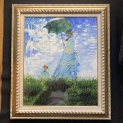 ￼クロード　モネ「散歩　日傘をさす女性」額77×66絵60.6×50cm模写作品 クロード モネ「散歩 日傘をさす女性」額77×66絵60.6×50cm模写作品