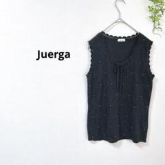 Juerga 美品✨ニットノースリーブ　ビーズ飾り　黒　S〜M