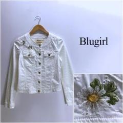 【送料込】 2598 Blugirl 花 刺繍ノーカラージャケット ブルーガール ジャケット・アウター