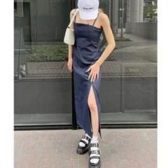 EVRIS キャミタイトロングデニムワンピース