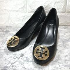 ToryBurch トリーバーチ パンプス ウェッジソール ゴールド 金ロゴ 黒