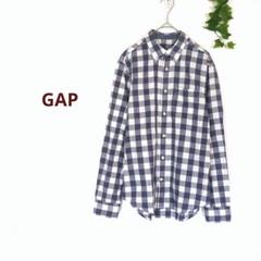 ギャップ　GAP　チェックシャツ　綿100　メンズ　ブルー系　ボタンダウン　S