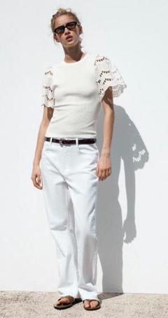 ZARA スリープエンブロイダリー タンクトップ カットソー