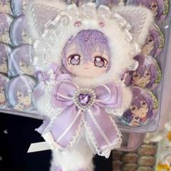 ラベンダー×ホワイト ぬい服 10cmぬい対応 パール付きロリィタ　8806のサムネイル