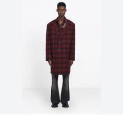 【バレンシアガ】BALENCIAGA グレーチェック チェスターコート BALENCIAGA】23-24AW TAILORED ニットコート (BALENCIAGA